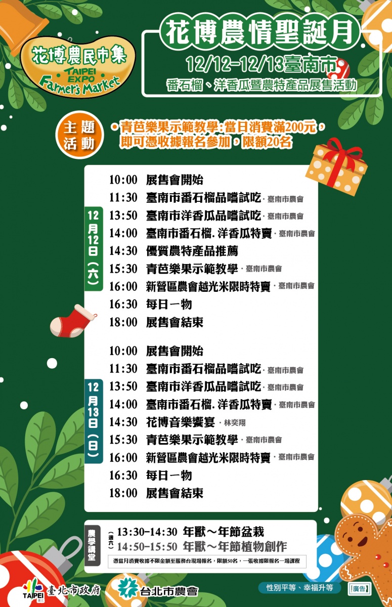 12/12-12/13臺南市番石榴、洋香瓜暨農特產品展售活動